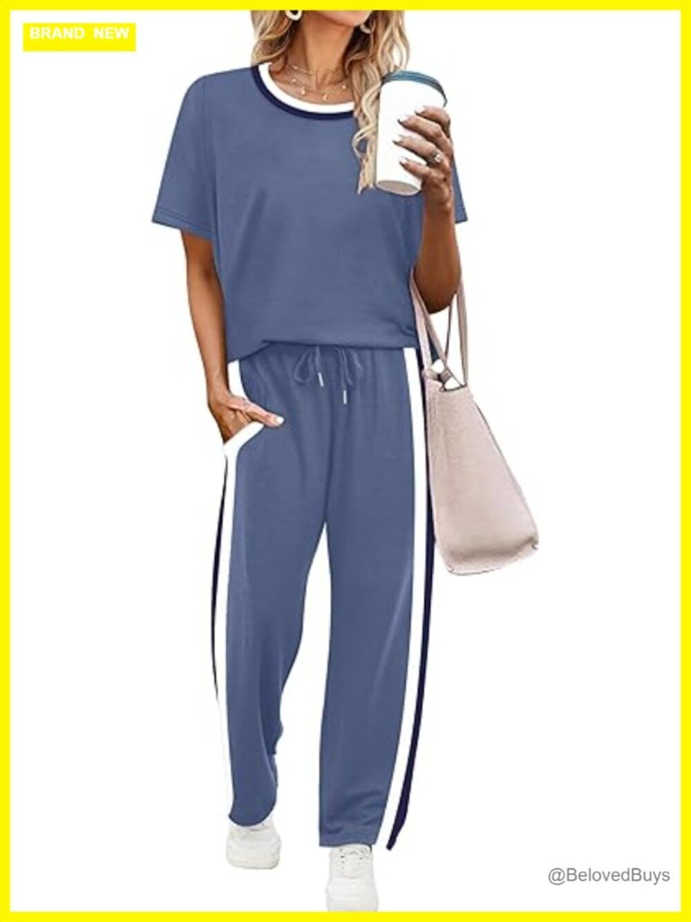 2 Piece Lounge Set Matching Summer Outfit Short Sleeve Top Wide Leg Pants with